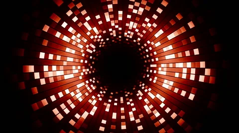 Rotation Blinking Red Squares in the Form of a Tunnel Stock Footage 47277032