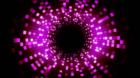 Rotation Blinking Violet Squares in the Form of a Tunnel Stock Footage 47277115
