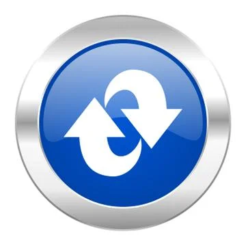 Rotation blue circle chrome web icon isolated. Stock Illustration