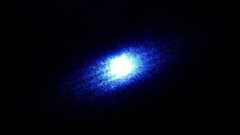 Rotation of the blue galaxy. Abstract background of glowing cosmic particles. Stock Footage 281841422