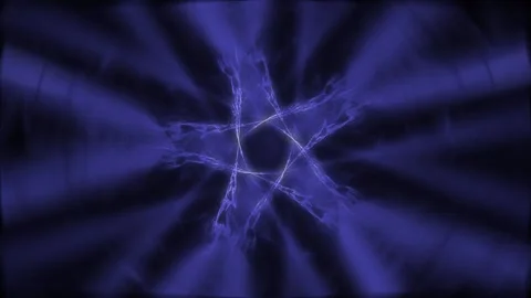 Rotation of blue rays. Transforming to pentagonal star and back. Hypnotic motion Stock Footage 155078212