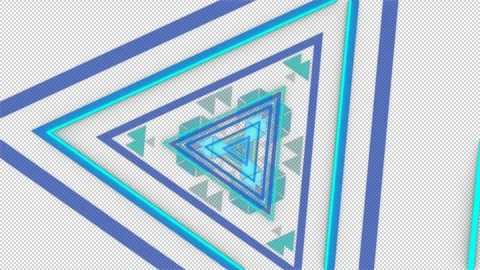 Rotation blue triangles on transparent background, alpha channel, loop Stock Footage 142605936