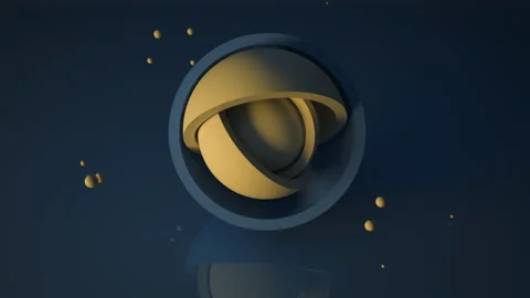 Rotation of the blue yellow hemispheres in the background. Three-dimensional bus Stock Footage 161797150