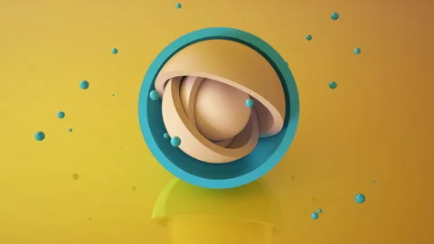 Rotation of the blue yellow hemispheres in the background. Three-dimensional bus Stock Footage 161798170