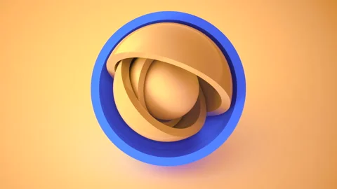Rotation of the blue yellow hemispheres on a white background. Three-dimensional Stock Footage 161799331