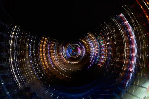 Rotation of bright abstract multicolour lights and shapes Stock Photos