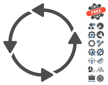 Rotation CCW Vector Icon With Tools Bonus Stock Illustration