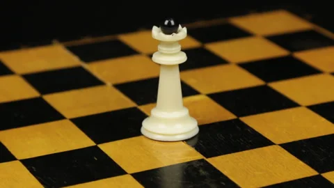 Rotation. Chess figure white queen on ch... | Stock Video | Pond5
