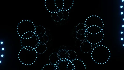 Rotation of circles of luminous points Stock Footage 203440296