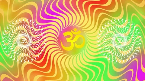 The rotation of the circular mandala with the Aum / Ohm sign in the center. Stock Footage 105526288