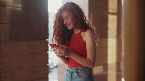 Rotation close up view of good looking stylish student girl with beautiful Stock Footage 115669499