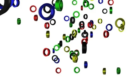 The rotation of the colored three-dimensional rings of the ring. sporty Stock Footage 83715343