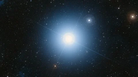 Rotation counterclockwise concerning center of a huge bright blue quasar Vidéo 47674682
