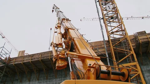 Rotation of the crane tower on the basis of the car. Stock Footage 231214682