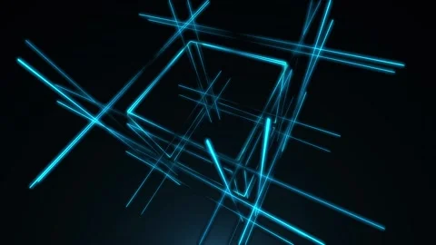 Rotation of the cube and neon lines, seamless loop Stock Footage 110913034