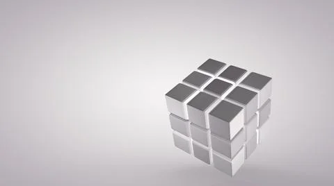 Rotation of the cube at an angle, isolated on a light background. 3D renderin Stock Illustration