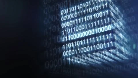 Rotation of a cube consisting of a binary code 스톡 일러스트