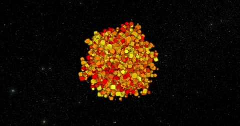 Rotation of cubic shapes. Influence of external force on cubes, transforming Vidéo 276170495