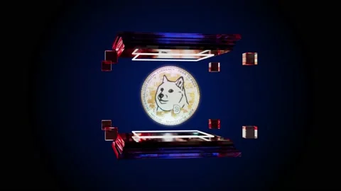 Rotation Dogecoin In Transparent Cube. Virtual Money. Future Technology. Stock Footage 194535577