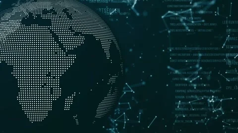 The rotation of the Earth against a backdrop of computer code and digital 库存影片 348280151