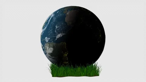 Rotation of the Earth on Grass, Alpha Channel Stock Footage 269681654