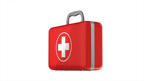 Rotation first aid kit on white background. Isolated 3D render Stockbeeldmateriaal 90270097