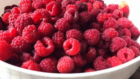 Rotation Fresh Red Raspberry Background. Ripe fresh and juicy organic Stock Footage 112716798