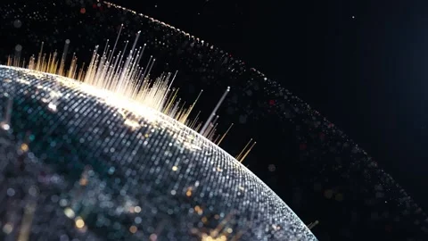 The rotation of the globe, glowing particles, 3D animation. Stock-Footage 147133514