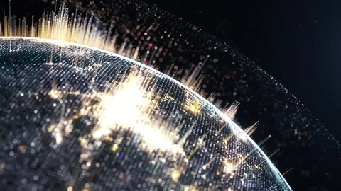 The rotation of the globe, glowing particles, looped animation. Stock-Footage 147133455