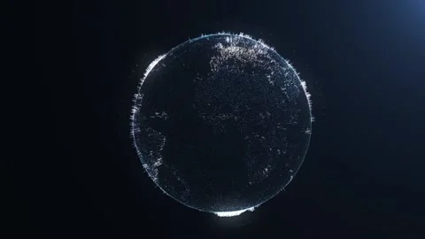 The rotation of the globe, glowing particles, looped animation. Stock-Footage 147495070