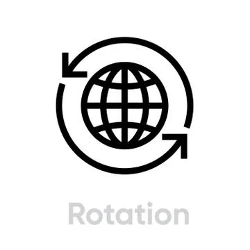Rotation Globe icon. Editable Vector Stroke. 스톡 일러스트