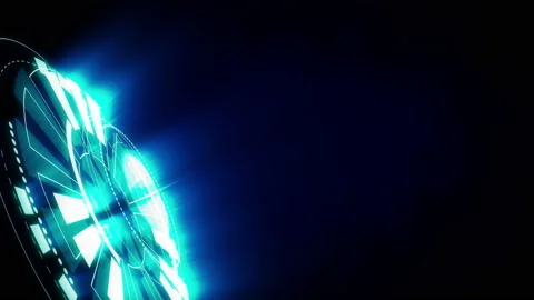 Rotation of glowing blue circle technology on black background Stock Footage 130633860