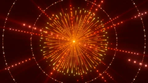 Rotation gold light and particles on red background, loop Stock Footage 131670939