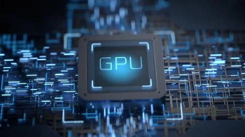 Rotation of the GPU on an electronic circuit. Stock Footage 263328052
