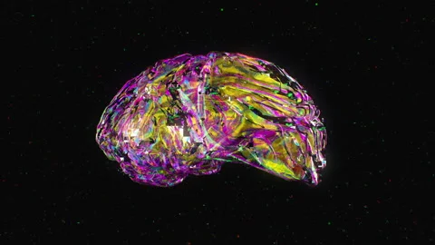 Rotation gradient illumination human brain glitch distortion pixel bad signal Stock Footage 189565234