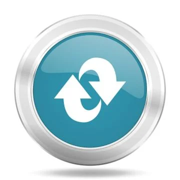 Rotation icon, blue round metallic glossy button, web and mobile app design i Illustrazione stock