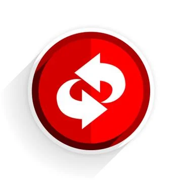 Rotation icon, red circle flat design internet button, web and mobile app ill 스톡 일러스트