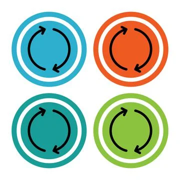 Rotation icon. Repeat symbol. Refresh sign. Round circle buttons with frame.  Stock Illustration