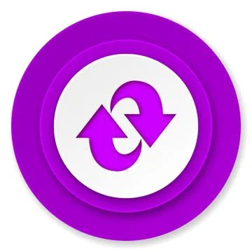 Rotation icon, violet button, refresh sign. Stock Illustration