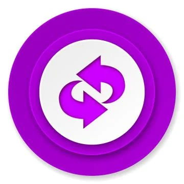 Rotation icon, violet button, refresh sign. 스톡 일러스트