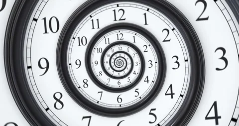 Rotation of infinite time spiral in the wall clock Stock Footage 346769405