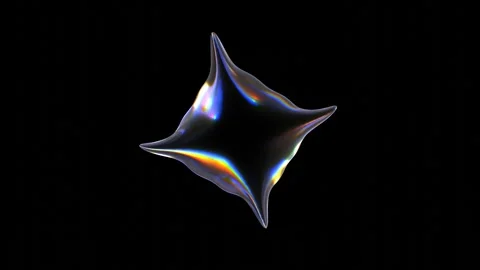 Rotation Of Iridescent Transparent Shape With Glowing Lights Stock Footage 296768706