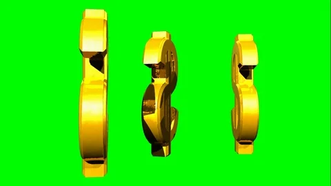 Rotation on its axis of 3 gold dollar symbols. Stock Footage 113878099