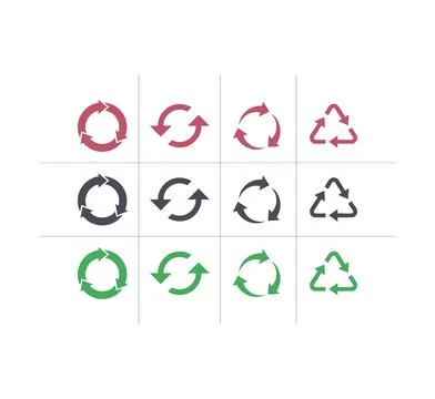 Rotation loading and recycling icon set Stock Illustration
