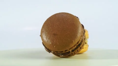 Rotation of macaron creamy on white background. Stock Footage 330097176