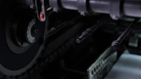 Rotation mechanism in offset printing machine. Stock Footage 98120411