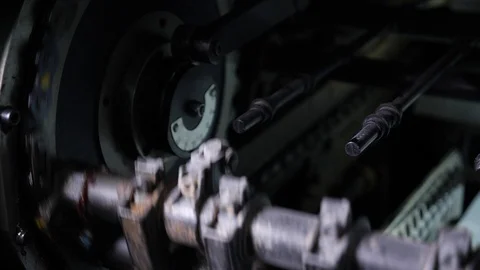 Rotation mechanism in offset printing machine. 스톡 동영상 98120482