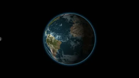 The rotation of the moon in its orbit of the earth, black BG, alpha Stock Footage 50409302