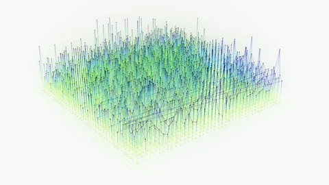 Rotation multicolored graph green blue squared geometric abstract big data Stock Footage 196107544