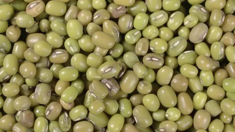 Rotation of mung beans close up. Macro. 4K video. Organic legumes. Stock Footage 143786276